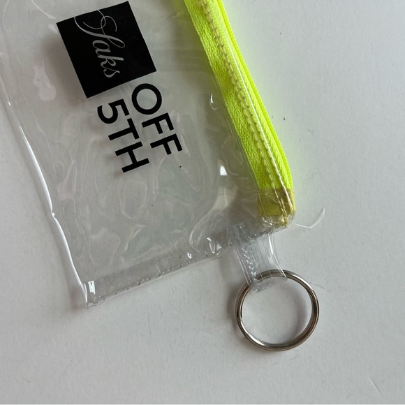 Saks off 5th Clear & Neon Zipper Keychain Pouch - Compact & Stylish - Picture 2 of 6